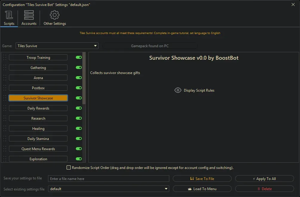 Tiles Survive Bot - Survivor Showcase