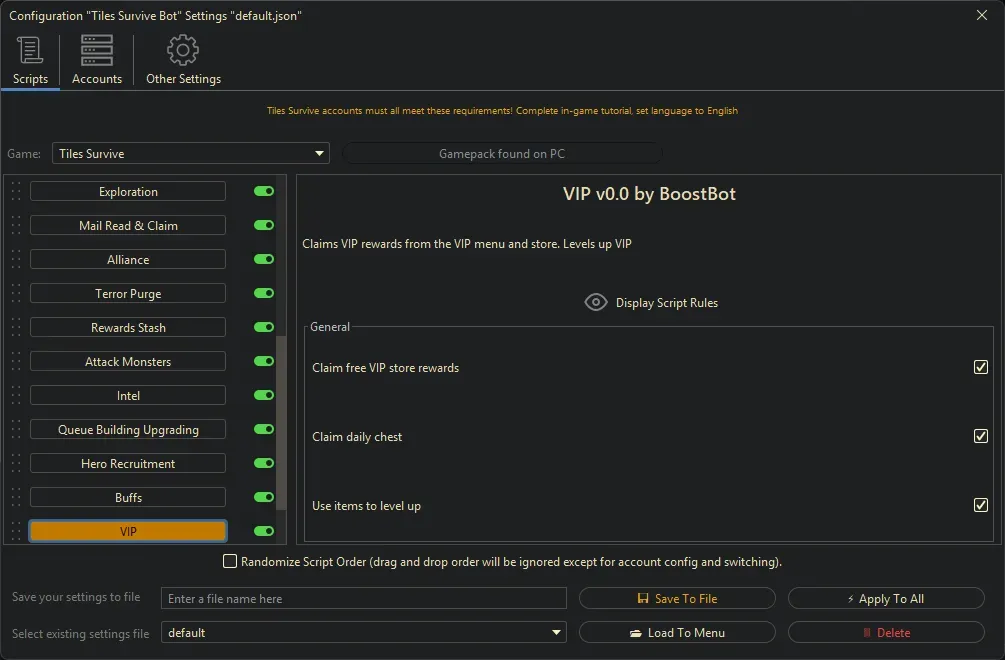 Tiles Survive Bot - VIP