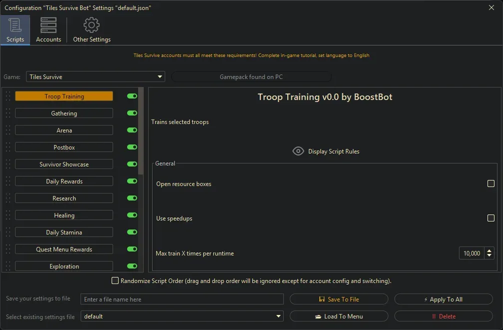 Tiles Survive Bot - Troop Training